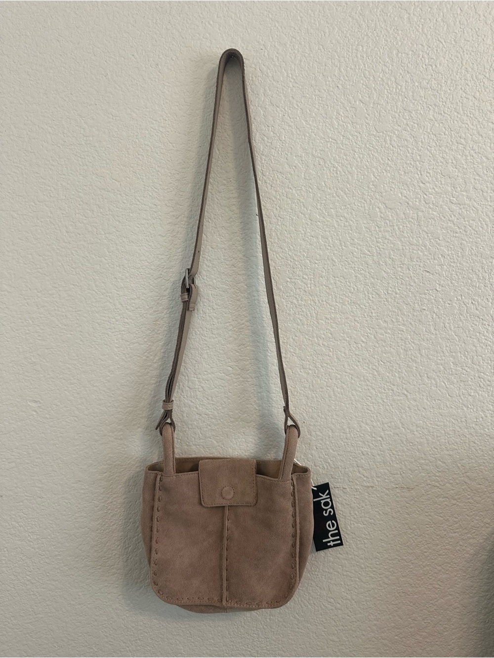 The Sak taupe crossbody suede shoulder bag
